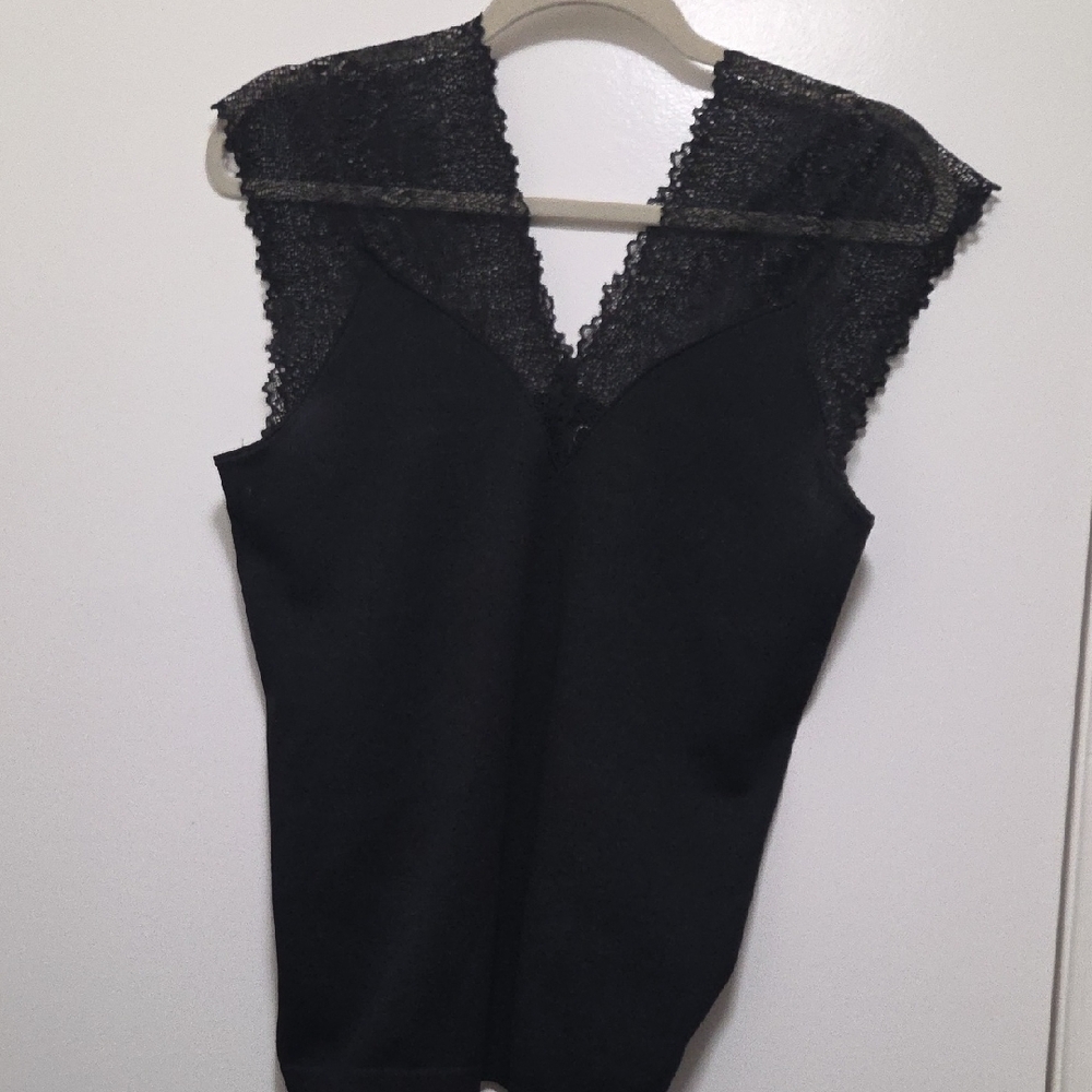 Elegant Black Lace Trim Top